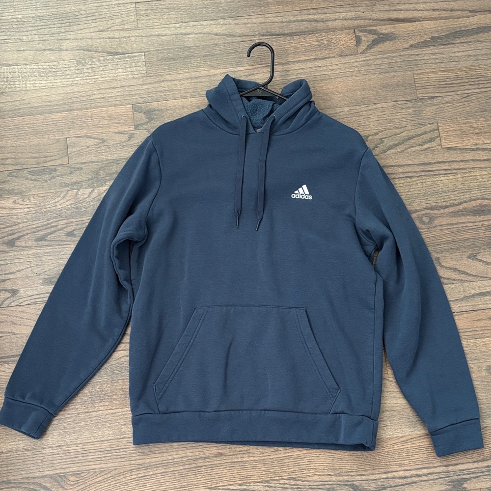 adidas Navy Blue Pullover Hoodie with Small Logo